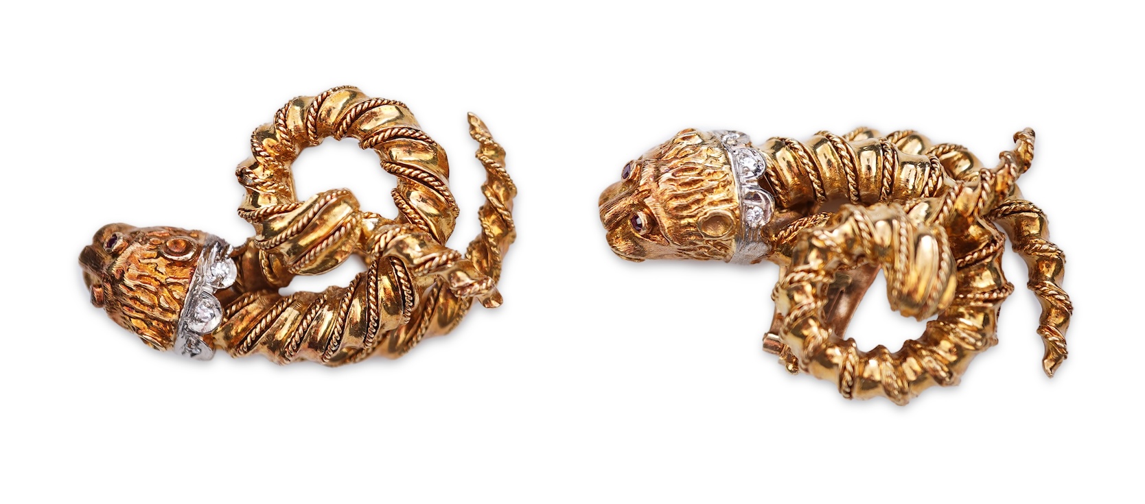 A pair of gold ear clips, Greece